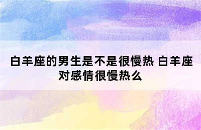 白羊座的男生是不是很慢热 白羊座对感情很慢热么